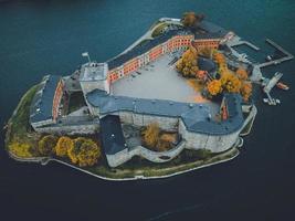 château de vaxholm par drone à vaxholm, suède photo