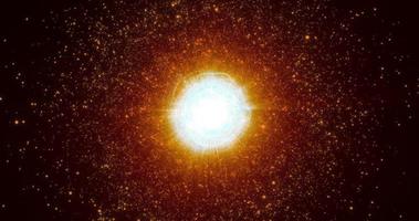 sphère de sphère d'énergie d'étoile solaire de feu jaune avec explosion d'énergie dans le noyau du cosmos de haute technologie. fond abstrait photo