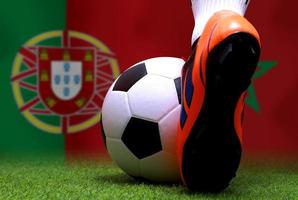 compétition de coupe de football entre le national marocain et le national portugais. photo