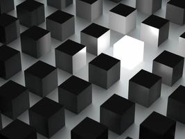 concept d'individualité, un cube brillant parmi des cubes gris photo