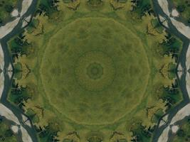 prairie verte esthétique kaléidoscope motif floral abstrait texture unique fond photo