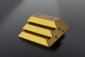pile de barres d'or de rendu 3d, avec économie de concept de fond gris et illustration d'affaires financières photo