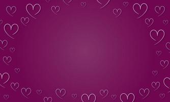 cadre de coeurs sur fond violet photo