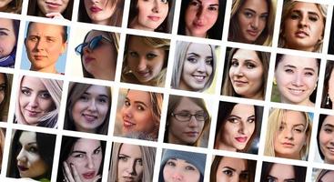 collage de portraits de groupe de jeunes filles caucasiennes pour les réseaux sociaux photo