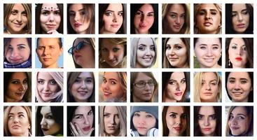 collage de portraits de groupe de jeunes filles caucasiennes pour les réseaux sociaux photo