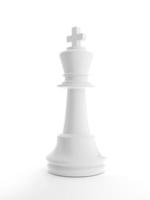 Roi d'échecs blanc sur fond blanc - rendu 3d illustration photo