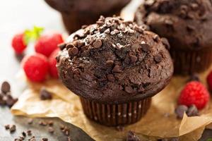 muffins double chocolat à la framboise photo