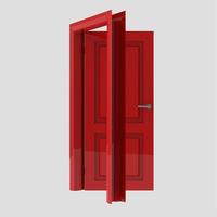 illustration de porte intérieure en bois rouge ensemble différent ouvert fermé isolé fond blanc photo