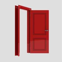 illustration de porte intérieure en bois rouge ensemble différent ouvert fermé isolé fond blanc photo
