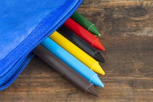 Crayon crayon qui sort d'une trousse d'école représentant la rentrée scolaire photo