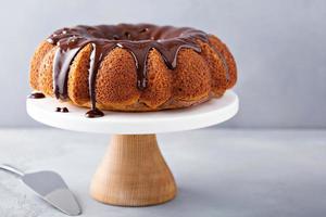 gâteau Bundt à la vanille avec glaçage au chocolat photo