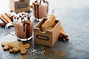 cacao chaud avec des guimauves et des biscuits photo