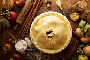 tarte aux pommes maison prête à être cuite photo