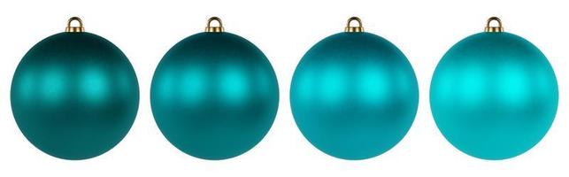 boules de boules turquoise de lac profond de noël. ensemble d'ornement de noël isolé sur fond blanc. rendu 3d. photo