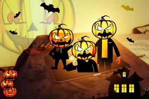 journée de détente à la maison avec des dessins animés d'halloween concept de citrouille du diable festival d'halloween et activités de la maison