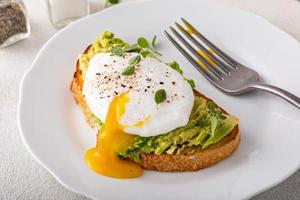 toast à l'avocat avec un œuf poché sur le dessus photo