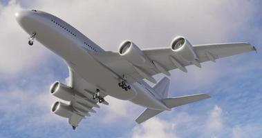 avion d'illustration de rendu 3d avec ciel bleu sécurité technologique de spectacle futuriste pour le transport de financement d'entreprise de produit haut de gamme sur fond blanc inclure un tracé de détourage photo