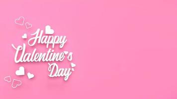 le blanc happy valentine day sur fond rose pour le rendu 3d du concept de vacances photo