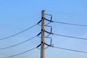 le pôle électrique moyenne tension grand public est le peuple qui utilise l'énergie et la petite industrie dans l'atmosphère chaleureuse et romantique du ciel du soir photo