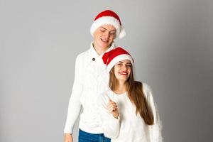 couple fête noël en studio photo