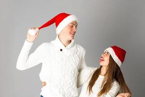 couple fête noël en studio photo