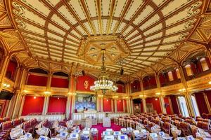 oslo, norvège - 27 février 2016 - l'intérieur du bâtiment du storting est le siège du storting, le parlement de norvège, situé dans le centre d'oslo. photo