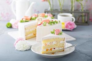 gâteau de fête des mères avec des fleurs photo