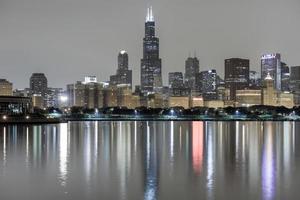 Chicago skyline at night photo