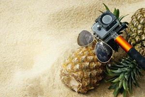 ananas, lunettes de soleil et caméra d'action photo