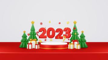 joyeux noël composition de rendu 3d avec ornement pour la vente d'événements médias sociaux et page de destination photo