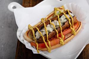 hot-dog végétalien avec saucisse sans viande photo