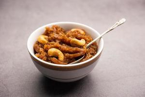 kashi halwa ou kasi halva est l'un des desserts classiques et traditionnels du karnataka à base de courge cendrée ou de citrouille blanche ou de kaddu photo