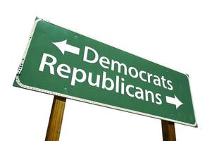panneau de signalisation vert démocrates et républicains photo