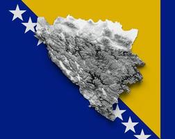 bosnie-herzégovine carte drapeau bosnie relief ombré carte de hauteur de couleur sur fond blanc illustration 3d photo