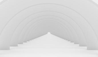 la composition tridimensionnelle abstraite blanche. tunnel rond de structures circulaires répétitives, la lumière en perspective. illustration de rendu 3d photo
