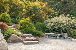 beau jardin avec pierres de gué photo