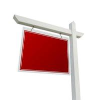 Signe immobilier rouge vierge sur blanc photo