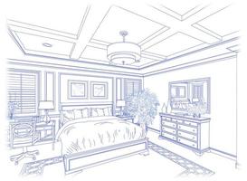 dessin de conception de chambre à coucher personnalisé bleu sur blanc photo