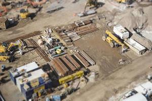 vue aérienne du chantier de construction avec bokeh extrême. photo