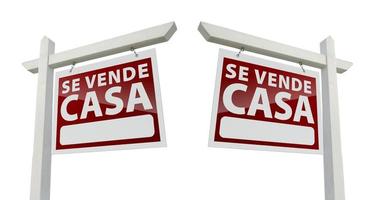Deux panneaux immobiliers espagnols avec chemins de détourage sur blanc photo
