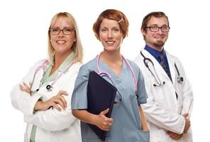 groupe de médecins ou d'infirmières sur fond blanc photo