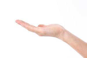 main féminine montrant le geste avec un déployé jusqu'à ses mains photo