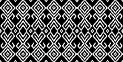 belle broderie tricotée en noir et blanc thai . motif oriental ethnique géométrique traditionnel sur fond noir, culture de motif thaïlandais isolée avec un tracé de détourage photo