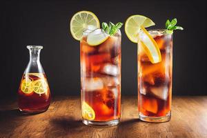 un verre de thé glacé au citron photo