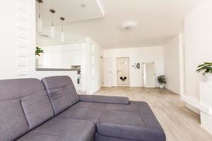 appartement moderne avec salon ouvert, kitchenette et coin repas photo