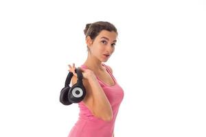 portrait de jeune fille avec un casque photo