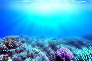 scène sous-marine. récif corallien de l'océan sous l'eau. monde marin sous fond d'eau. photo