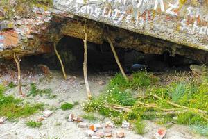 vieille ruine de brique cassée dans la nature l'île de languetjen en allemagne. photo