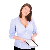 femme d'affaires tenant une tablette photo