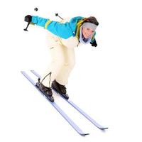 femme ski sur fond blanc photo